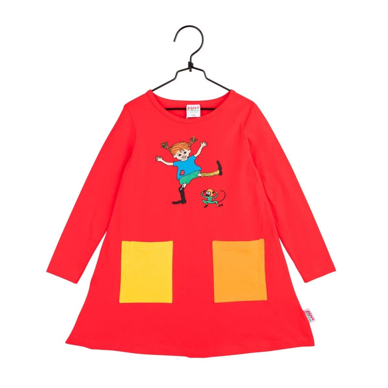 Pippi Långstrump Glada klänning röd