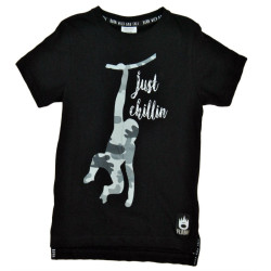 T-shirt, Just chillin, svart 110/116